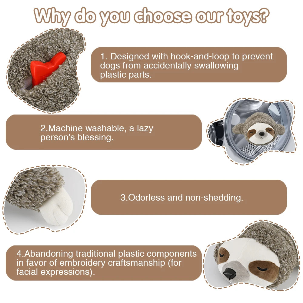 Dog Christmas Gift Forest Sloth Puppy Heartbeat Toy for Stress Relief and Soothing, Sleep Aid Crate Training Puppy Toys