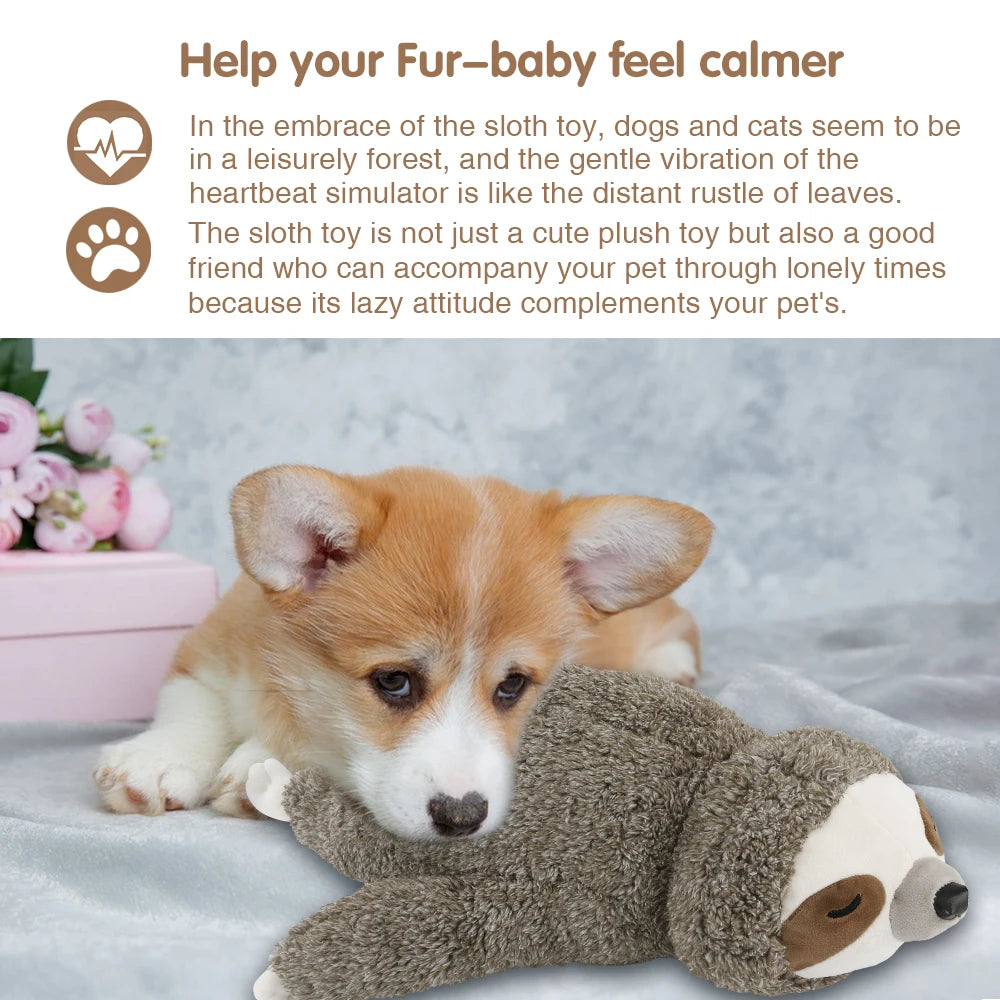 Dog Christmas Gift Forest Sloth Puppy Heartbeat Toy for Stress Relief and Soothing, Sleep Aid Crate Training Puppy Toys