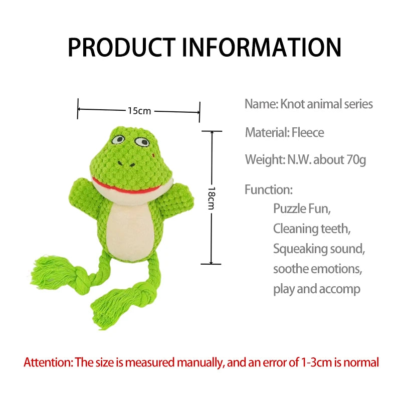 Dog Enrichment Toy Cute Animal Rope Dog Toy  Plush Puppy Chew Pet Squeak Toy Cartoon Interactive Games For Dogs Stuff For Dogs
