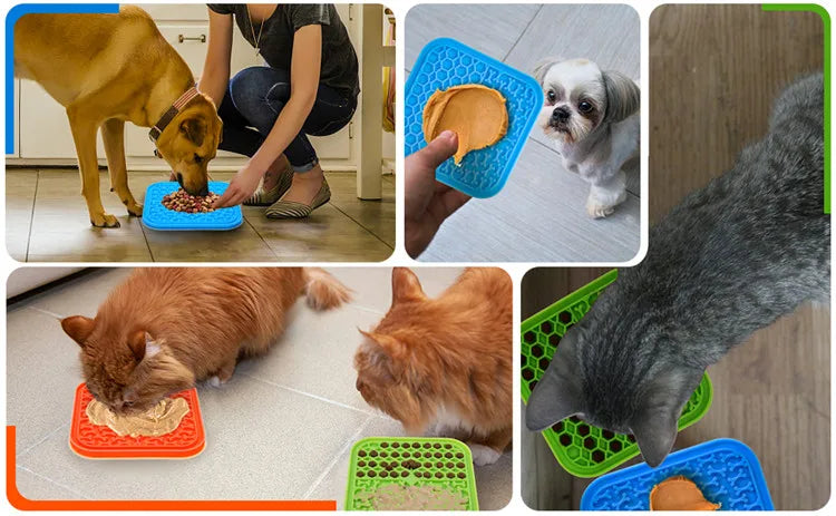 Pet Supplies Silicone Pet Licking Mat Cat Anti-choking With Slow Food Bowl Puppy Bath Distracted Licking Plate Cutlery