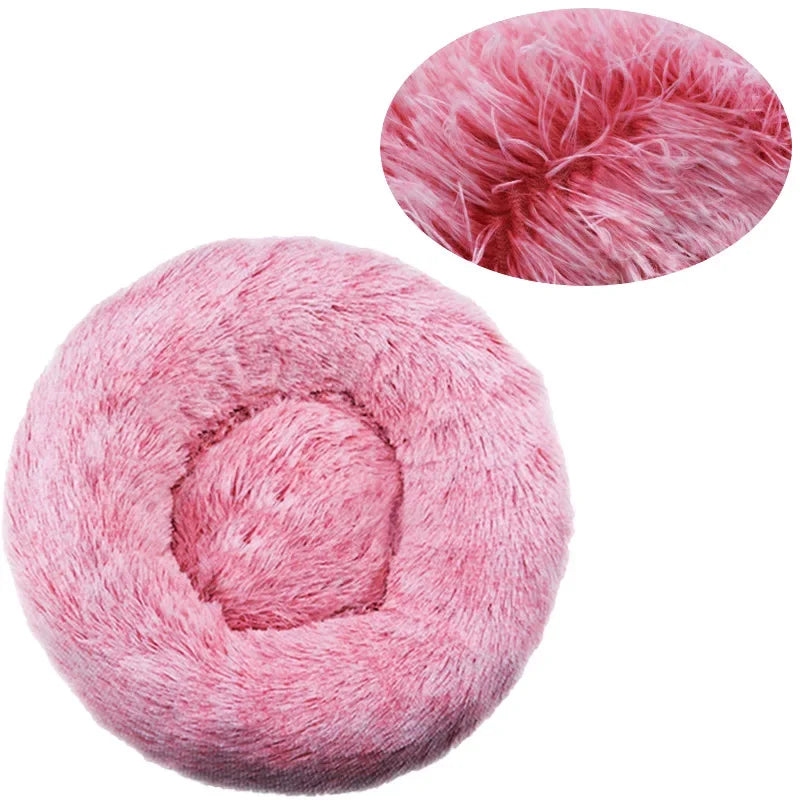 Customizable 40-90cm Round Pet Bed for Large Dog Bed Super Soft Cat Bed Long Plush Dog House for Medium Dog House Winter Warm