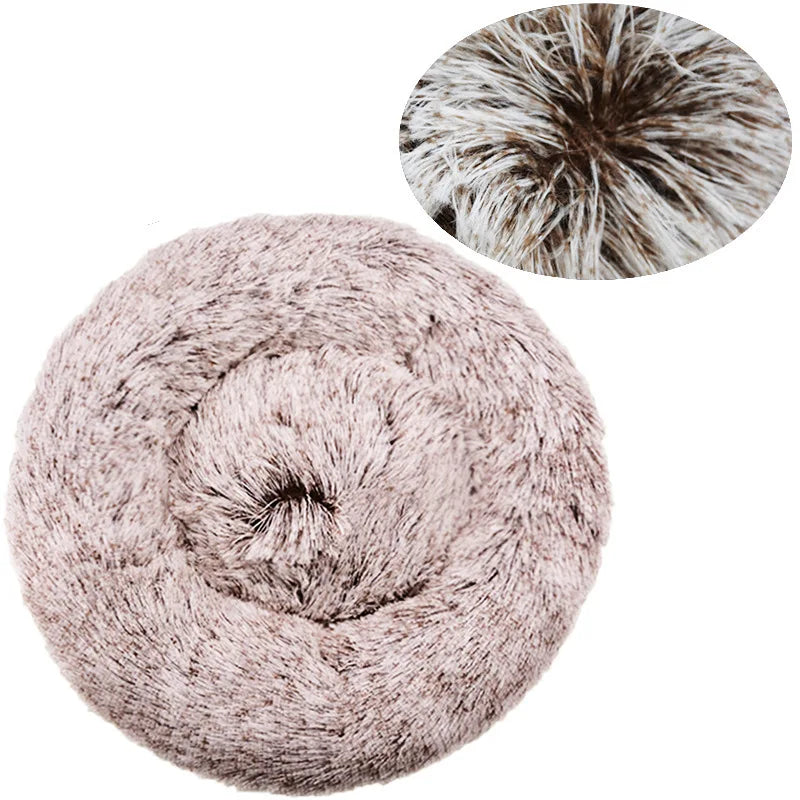 Customizable 40-90cm Round Pet Bed for Large Dog Bed Super Soft Cat Bed Long Plush Dog House for Medium Dog House Winter Warm