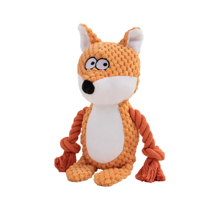 Dog Enrichment Toy Cute Animal Rope Dog Toy  Plush Puppy Chew Pet Squeak Toy Cartoon Interactive Games For Dogs Stuff For Dogs