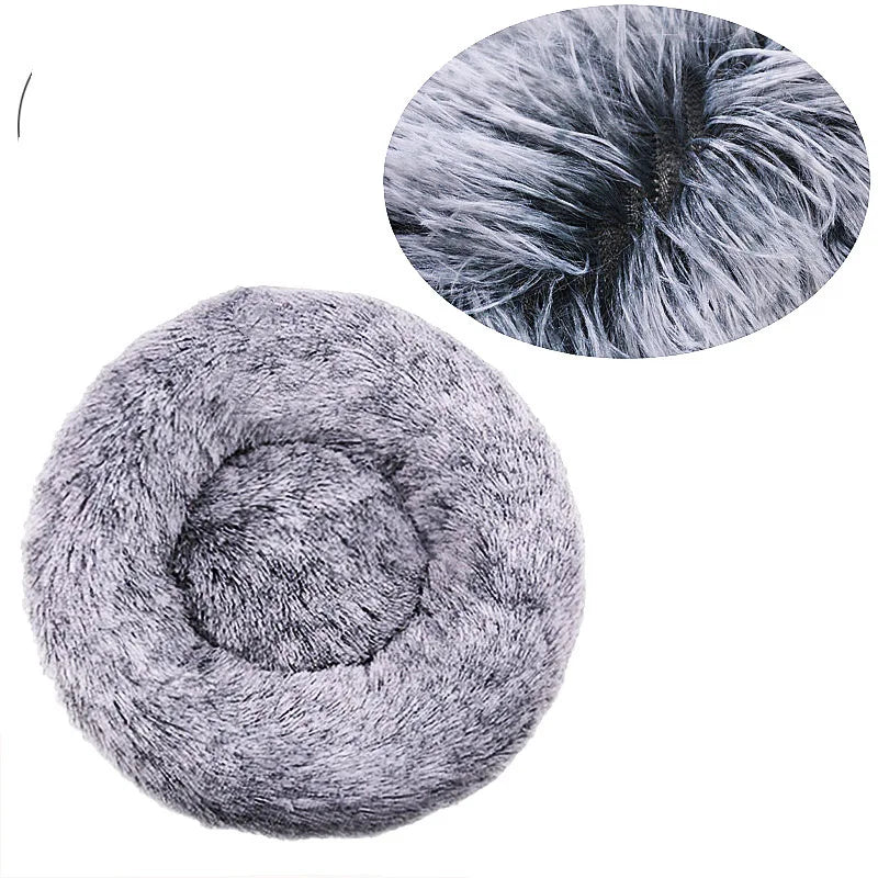 Customizable 40-90cm Round Pet Bed for Large Dog Bed Super Soft Cat Bed Long Plush Dog House for Medium Dog House Winter Warm