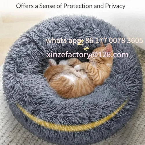 Customizable 40-90cm Round Pet Bed for Large Dog Bed Super Soft Cat Bed Long Plush Dog House for Medium Dog House Winter Warm