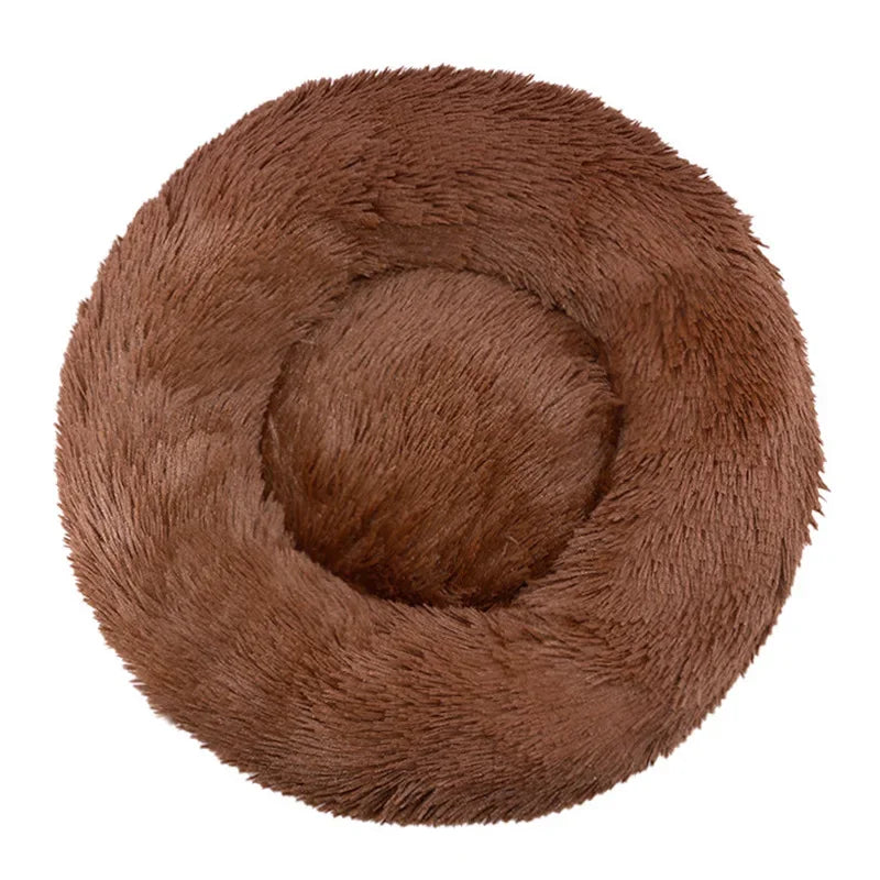 Customizable 40-90cm Round Pet Bed for Large Dog Bed Super Soft Cat Bed Long Plush Dog House for Medium Dog House Winter Warm