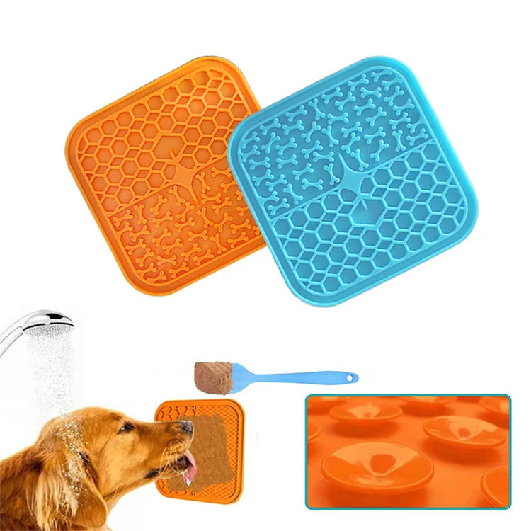 Pet Supplies Silicone Pet Licking Mat Cat Anti-choking With Slow Food Bowl Puppy Bath Distracted Licking Plate Cutlery