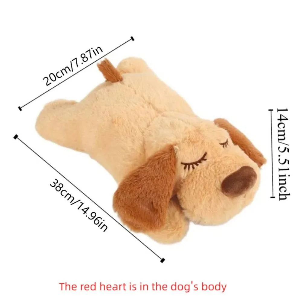 Sleep Aid Dog Heartbeat Toy Anxiety Relief Behavioral Training Lying Dog Fidget Toy Soft Stuffed Animal Puppy Plush Doll