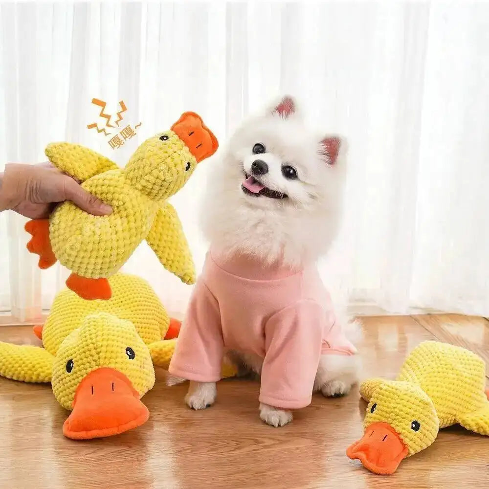 Duck Dog Toy Plush Chew Resistant Durable Dog Toy With Quacking Sound Teeth Grinding Relief Soft Companion For Small Large Dog