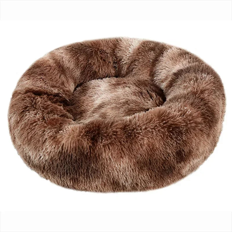 Customizable 40-90cm Round Pet Bed for Large Dog Bed Super Soft Cat Bed Long Plush Dog House for Medium Dog House Winter Warm