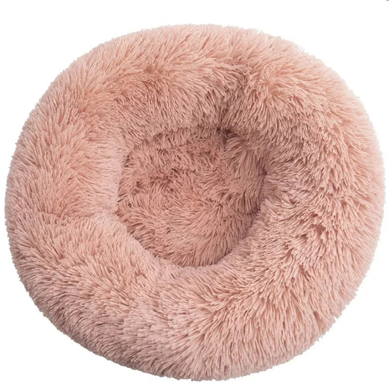 Customizable 40-90cm Round Pet Bed for Large Dog Bed Super Soft Cat Bed Long Plush Dog House for Medium Dog House Winter Warm