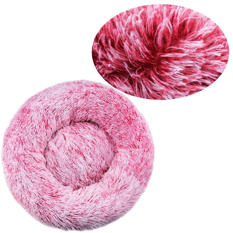 Customizable 40-90cm Round Pet Bed for Large Dog Bed Super Soft Cat Bed Long Plush Dog House for Medium Dog House Winter Warm