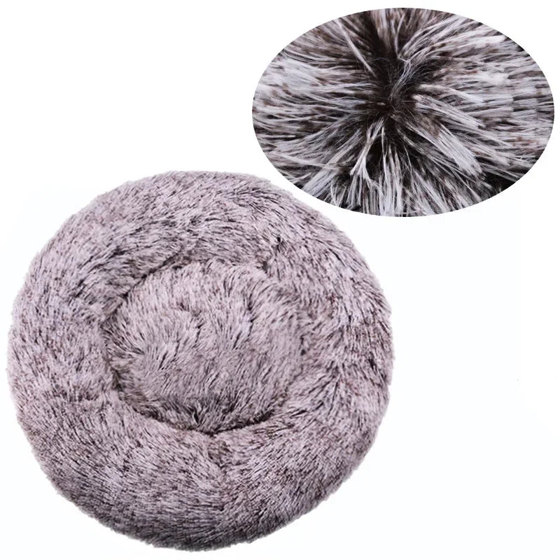 Customizable 40-90cm Round Pet Bed for Large Dog Bed Super Soft Cat Bed Long Plush Dog House for Medium Dog House Winter Warm