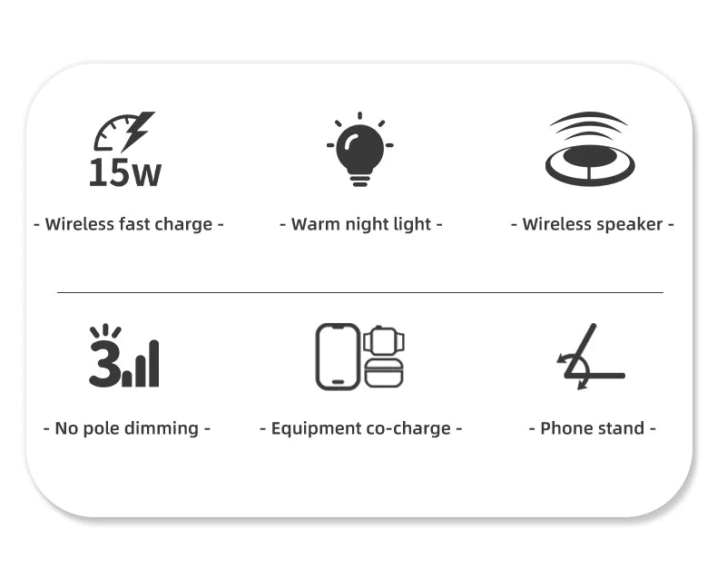 5-in-1 Magnetic Wireless Charging/ Wireless Speaker Night Light Fast Charger for iPhone iWatch AirPods With Speaker