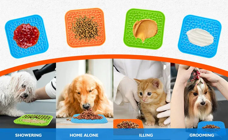 Pet Supplies Silicone Pet Licking Mat Cat Anti-choking With Slow Food Bowl Puppy Bath Distracted Licking Plate Cutlery