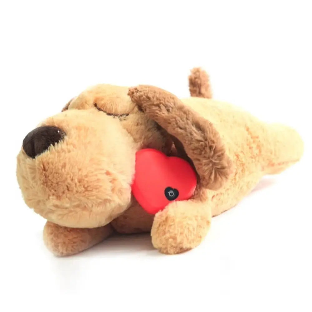 Sleep Aid Dog Heartbeat Toy Anxiety Relief Behavioral Training Lying Dog Fidget Toy Soft Stuffed Animal Puppy Plush Doll