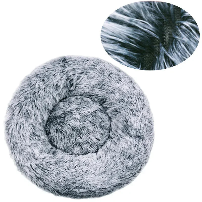 Customizable 40-90cm Round Pet Bed for Large Dog Bed Super Soft Cat Bed Long Plush Dog House for Medium Dog House Winter Warm