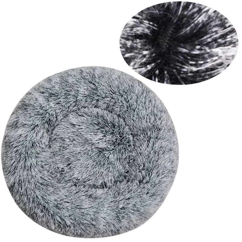 Customizable 40-90cm Round Pet Bed for Large Dog Bed Super Soft Cat Bed Long Plush Dog House for Medium Dog House Winter Warm