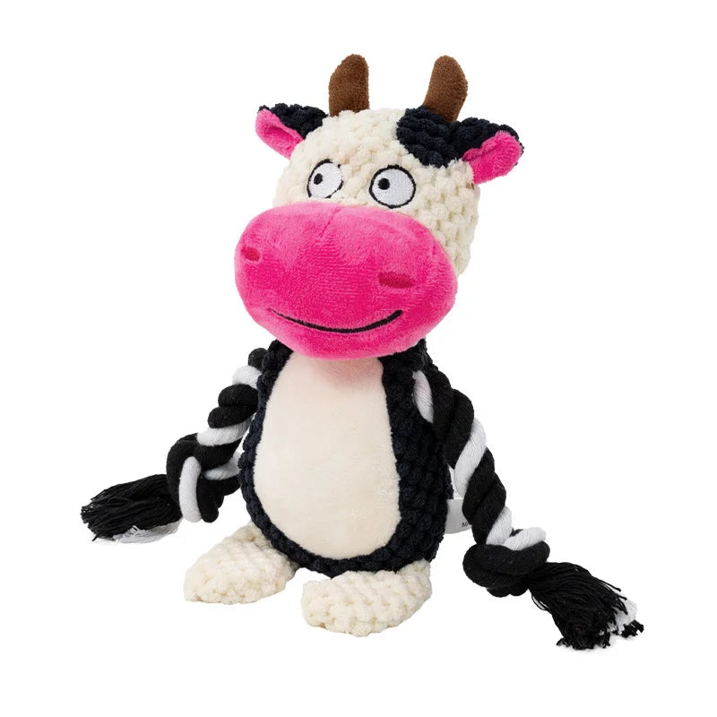 Dog Enrichment Toy Cute Animal Rope Dog Toy  Plush Puppy Chew Pet Squeak Toy Cartoon Interactive Games For Dogs Stuff For Dogs