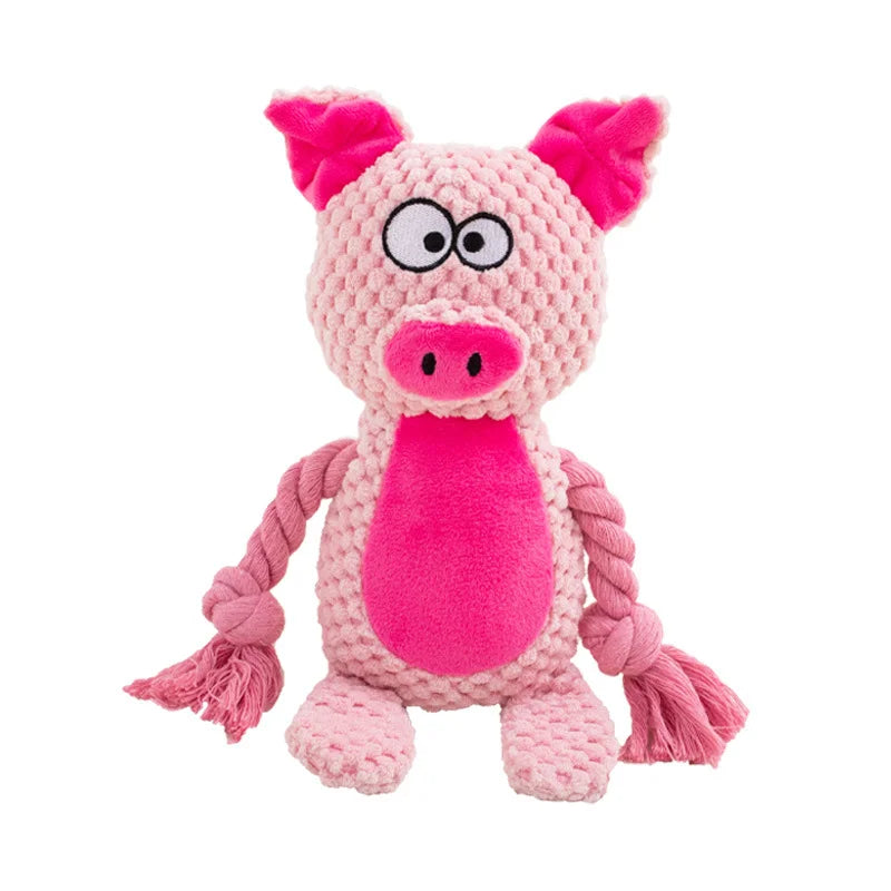 Dog Enrichment Toy Cute Animal Rope Dog Toy  Plush Puppy Chew Pet Squeak Toy Cartoon Interactive Games For Dogs Stuff For Dogs
