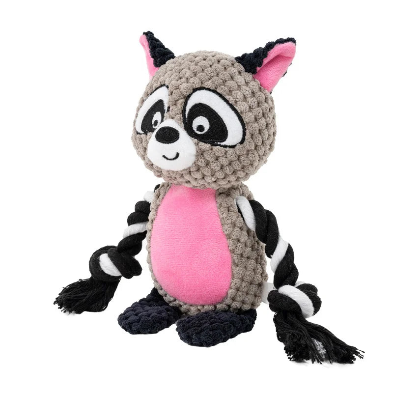 Dog Enrichment Toy Cute Animal Rope Dog Toy  Plush Puppy Chew Pet Squeak Toy Cartoon Interactive Games For Dogs Stuff For Dogs