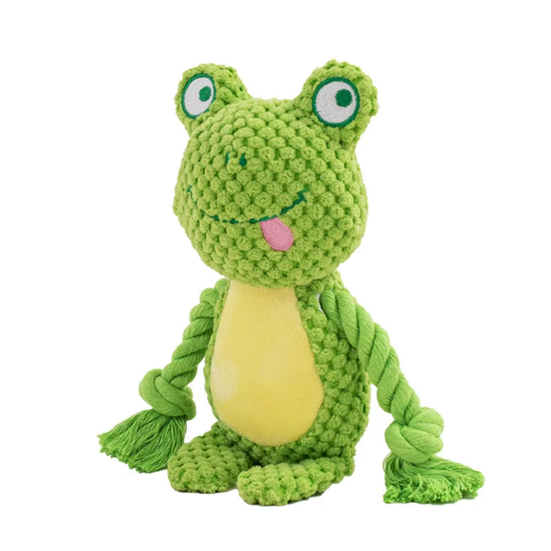Dog Enrichment Toy Cute Animal Rope Dog Toy  Plush Puppy Chew Pet Squeak Toy Cartoon Interactive Games For Dogs Stuff For Dogs