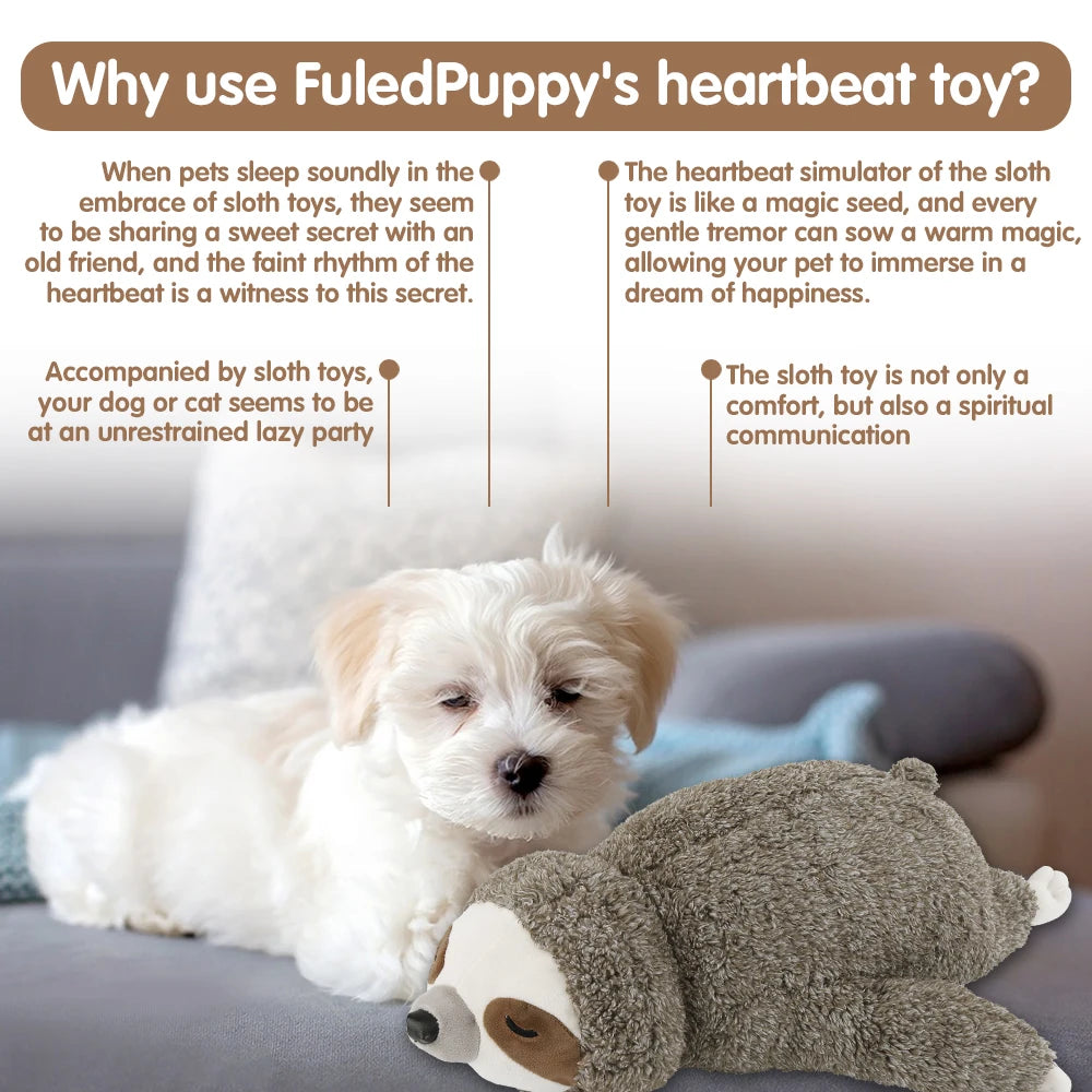 Dog Christmas Gift Forest Sloth Puppy Heartbeat Toy for Stress Relief and Soothing, Sleep Aid Crate Training Puppy Toys