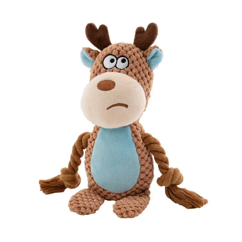 Dog Enrichment Toy Cute Animal Rope Dog Toy  Plush Puppy Chew Pet Squeak Toy Cartoon Interactive Games For Dogs Stuff For Dogs
