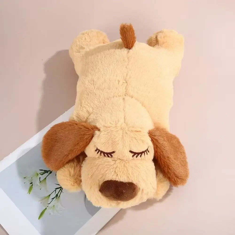 Sleep Aid Dog Heartbeat Toy Anxiety Relief Behavioral Training Lying Dog Fidget Toy Soft Stuffed Animal Puppy Plush Doll