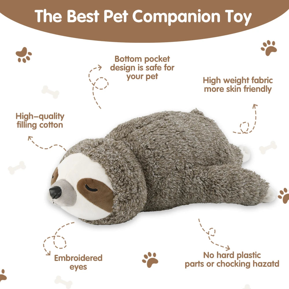 Dog Christmas Gift Forest Sloth Puppy Heartbeat Toy for Stress Relief and Soothing, Sleep Aid Crate Training Puppy Toys